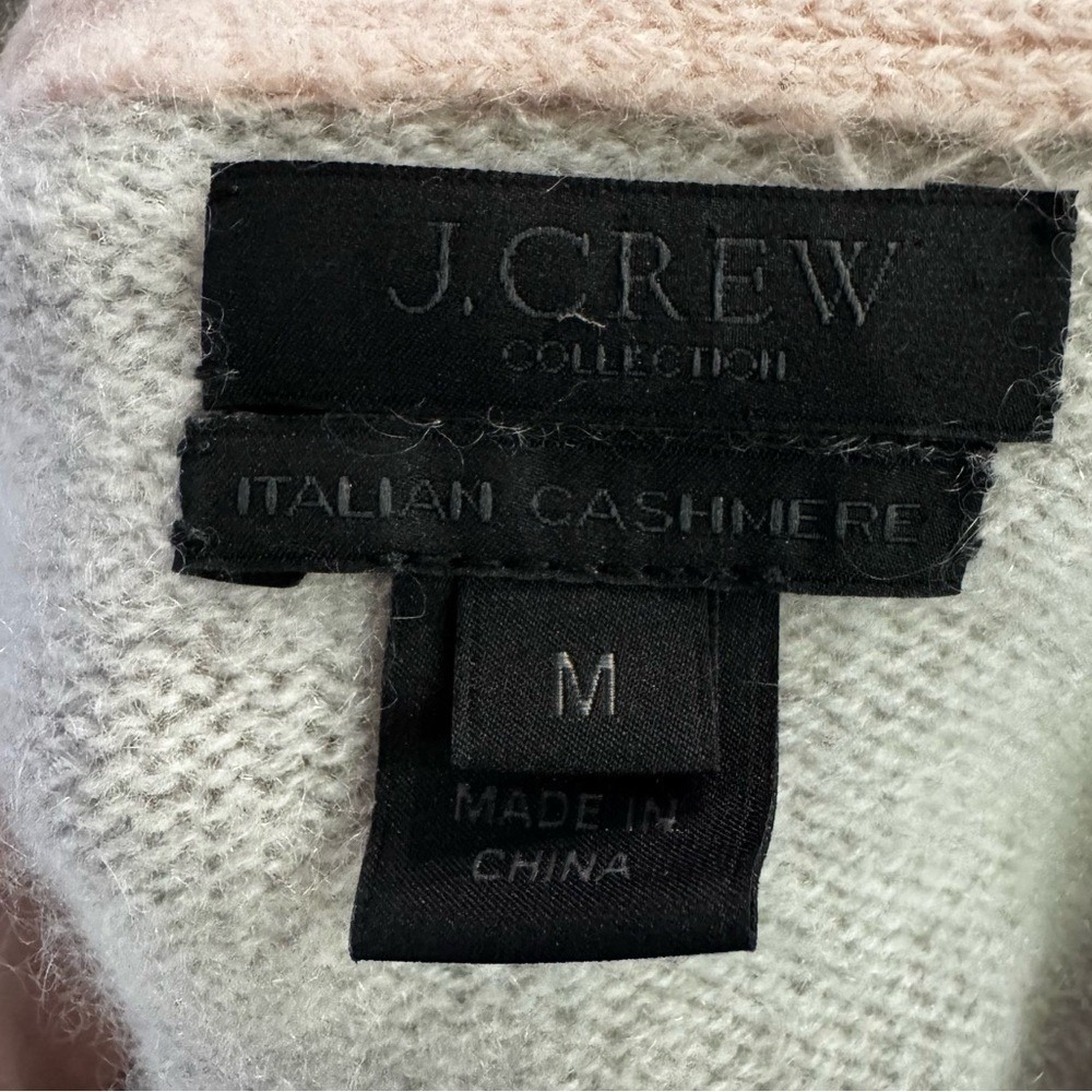 J. Crew Collection Grey Italian Cashmere Sweater Gem Embellished Collar Medium‎ - Picture 6 of 6
